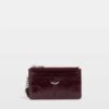 Zadig & Voltaire Sunny Card Vintage Patent Card Holder, Deep purple.