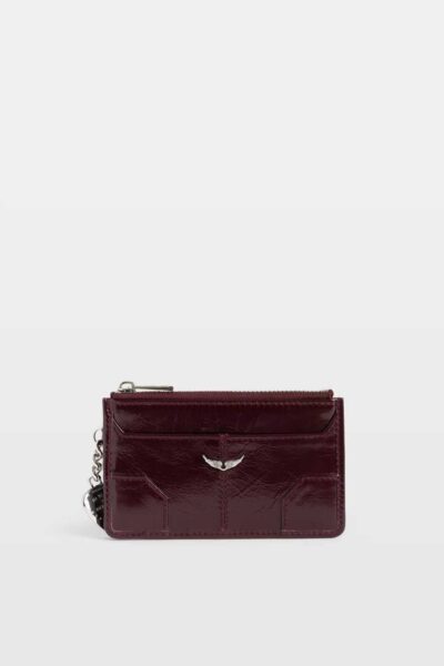 Zadig & Voltaire Sunny Card Vintage Patent Card Holder, Deep purple.