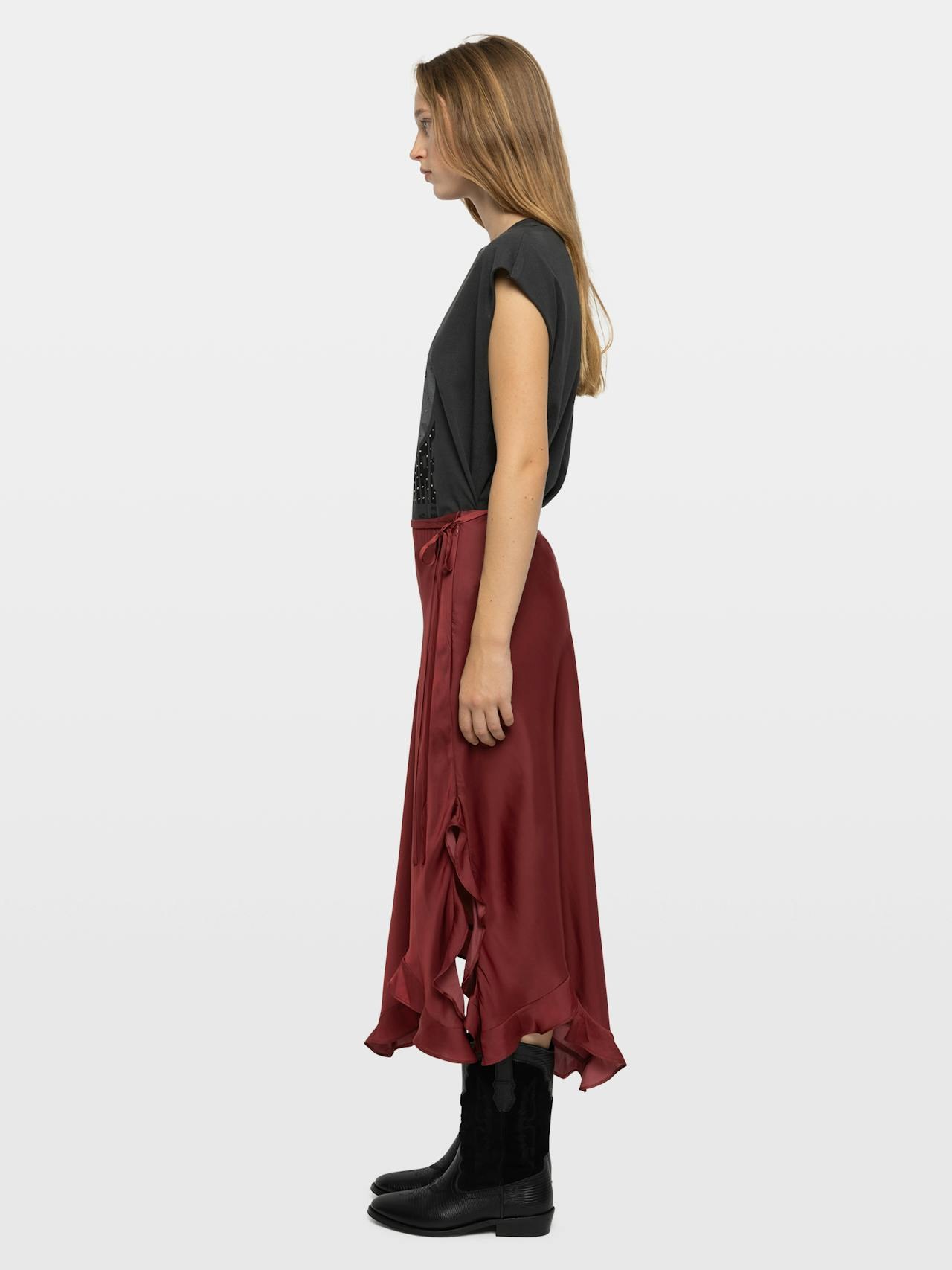 Zadig & Voltaire Jeto Satin Skirt, Cherry.