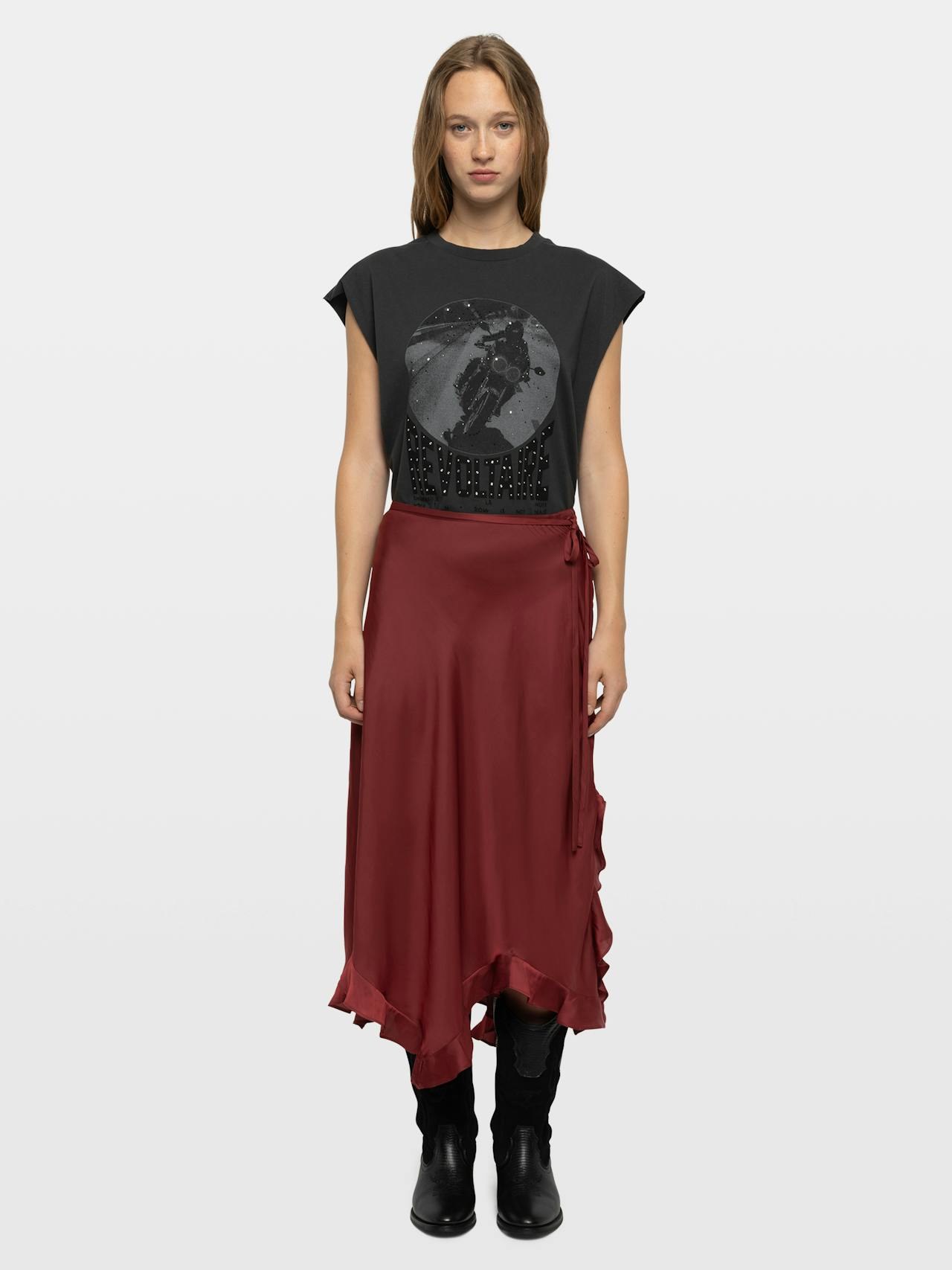 Zadig & Voltaire Jeto Satin Skirt, Cherry.