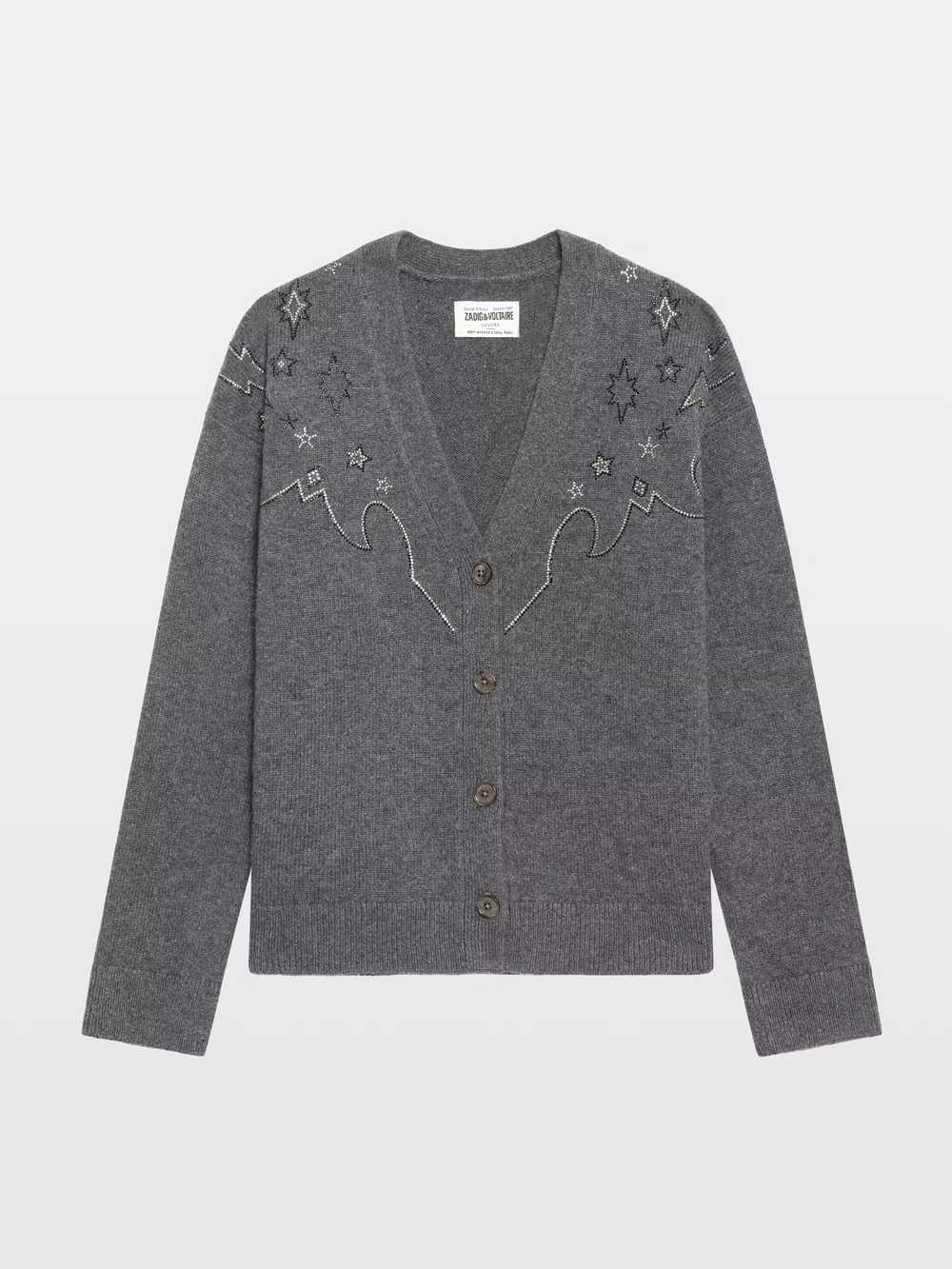 kwsw03074_anthracite_packshot_6a6afebc94a9e.jpg Zadig & Voltaire Mirkaz Cashmere Cardigan, Anthracite.
