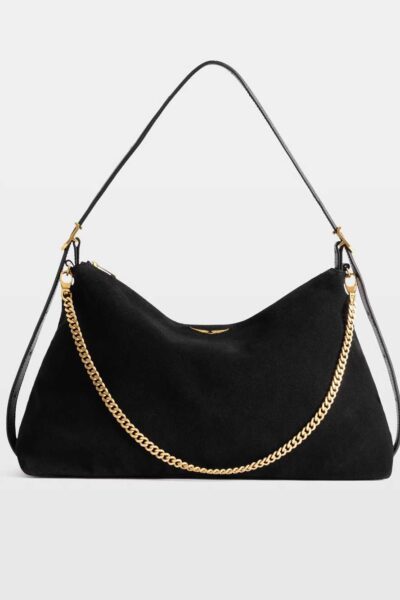 Zadig & Voltaire Jim Bag Suede, Black gold.