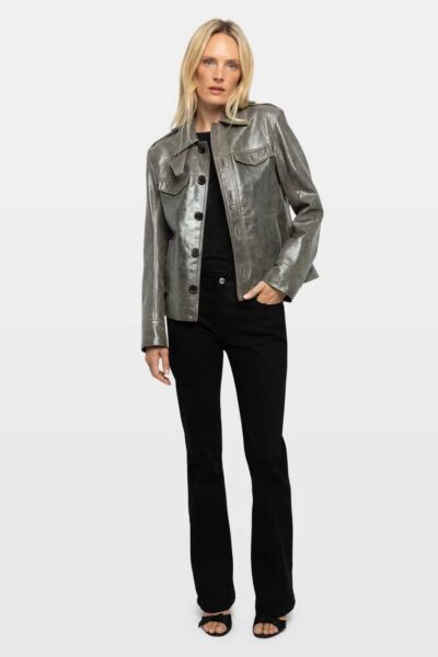 Zadig & Voltaire Veram Leather Jacket, Medium Grey.