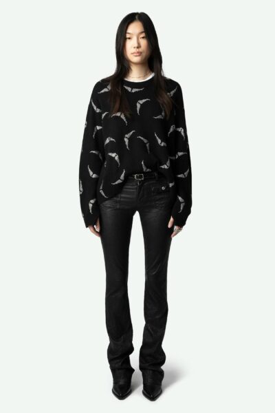 Zadig & Voltaire Markus Diamante Wings Cashmere Jumper, Noir.