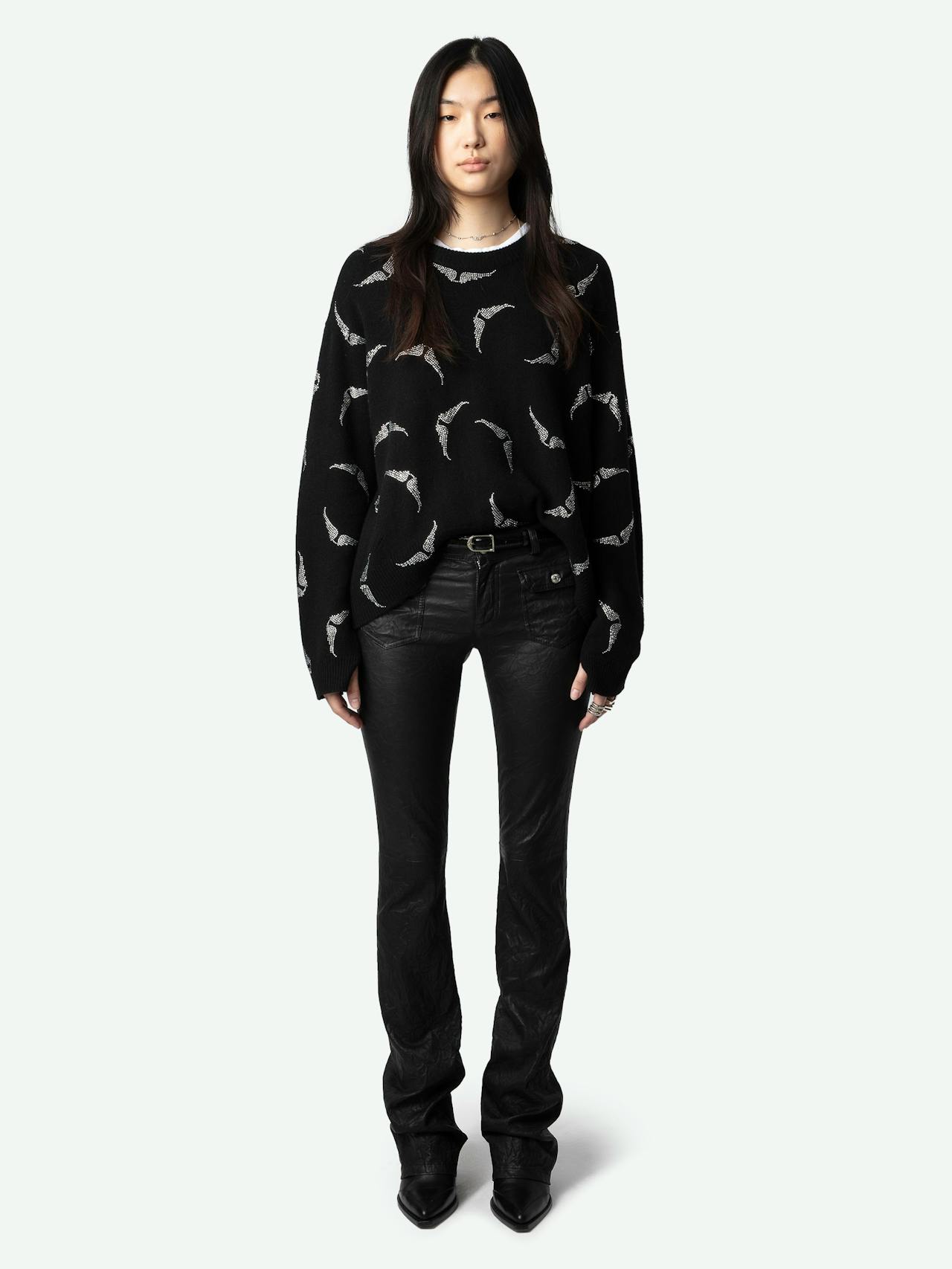 Zadig & Voltaire Markus Diamante Wings Cashmere Jumper, Noir.