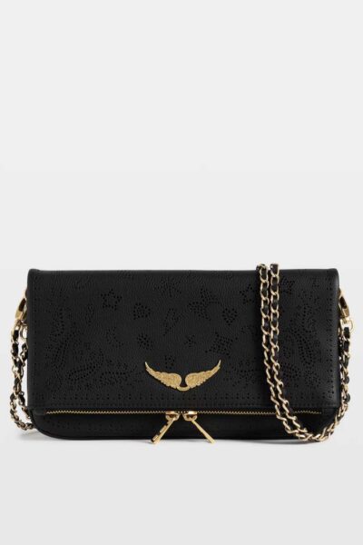 Zadig & Voltaire Rock Perforated Clutch, Black.