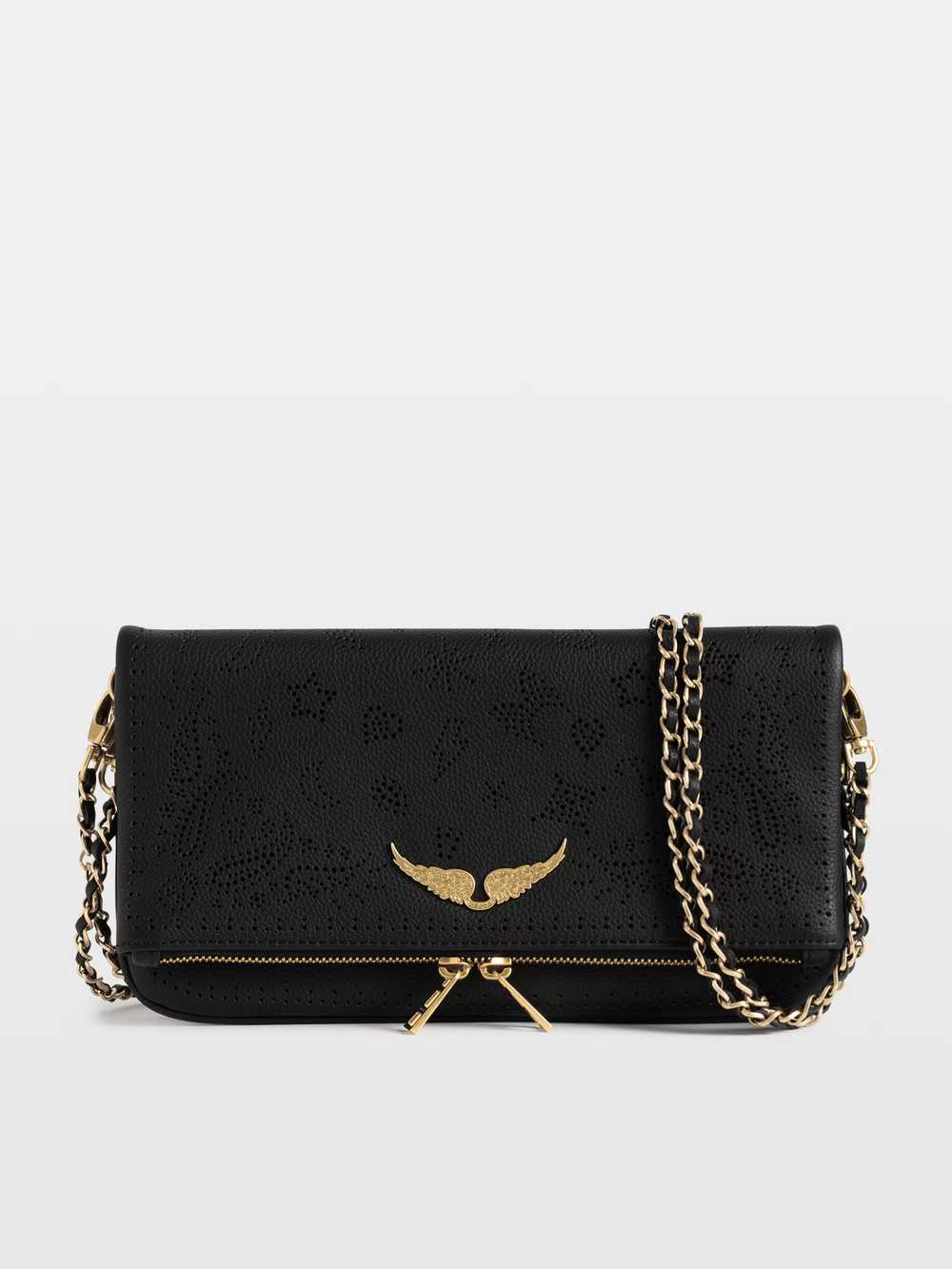 Zadig & Voltaire Rock Perforated Clutch, Black.