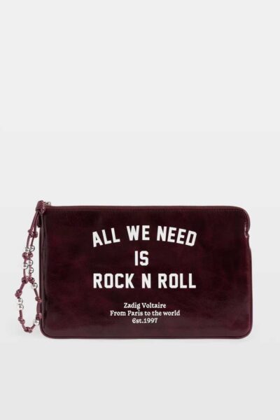 Zadig & Voltaire Angel Pouch Music Tag Clutch, Deep purple.