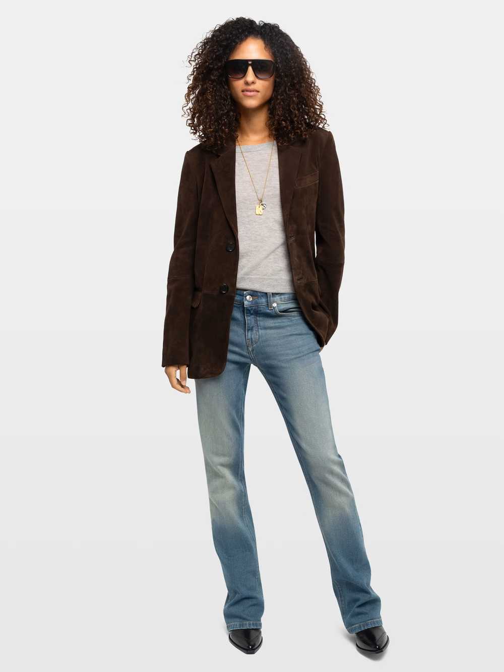Zadig & Voltaire Vanille Suede Leather Blazer, Dark chocolate.
