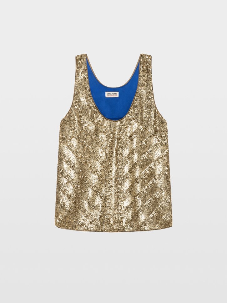 Zadig & Voltaire Tarys Sequins Top, Gold.