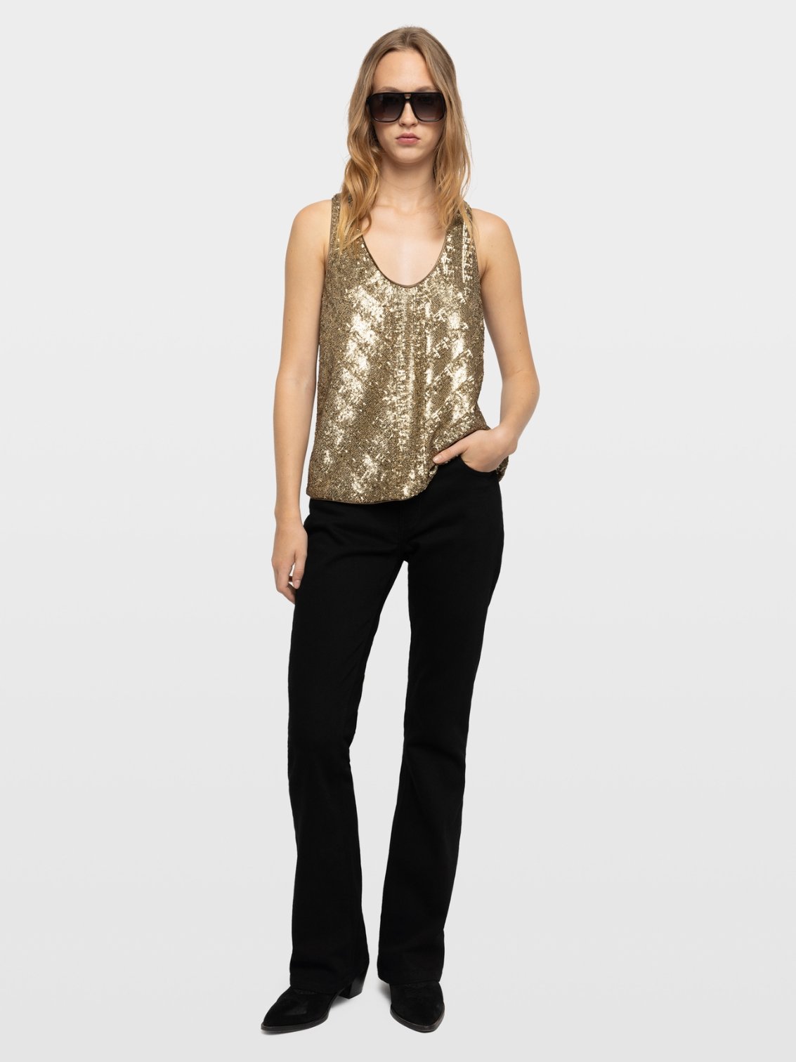 Zadig & Voltaire Tarys Sequins Top, Gold.