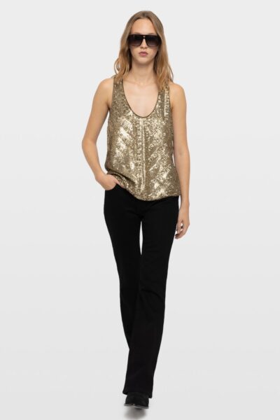Zadig & Voltaire Tarys Sequins Top, Gold.